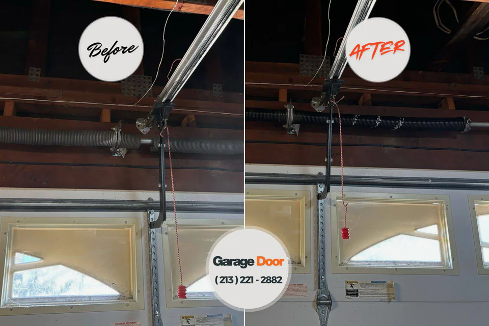 Before and after: garage door repair Cross Plains, TX